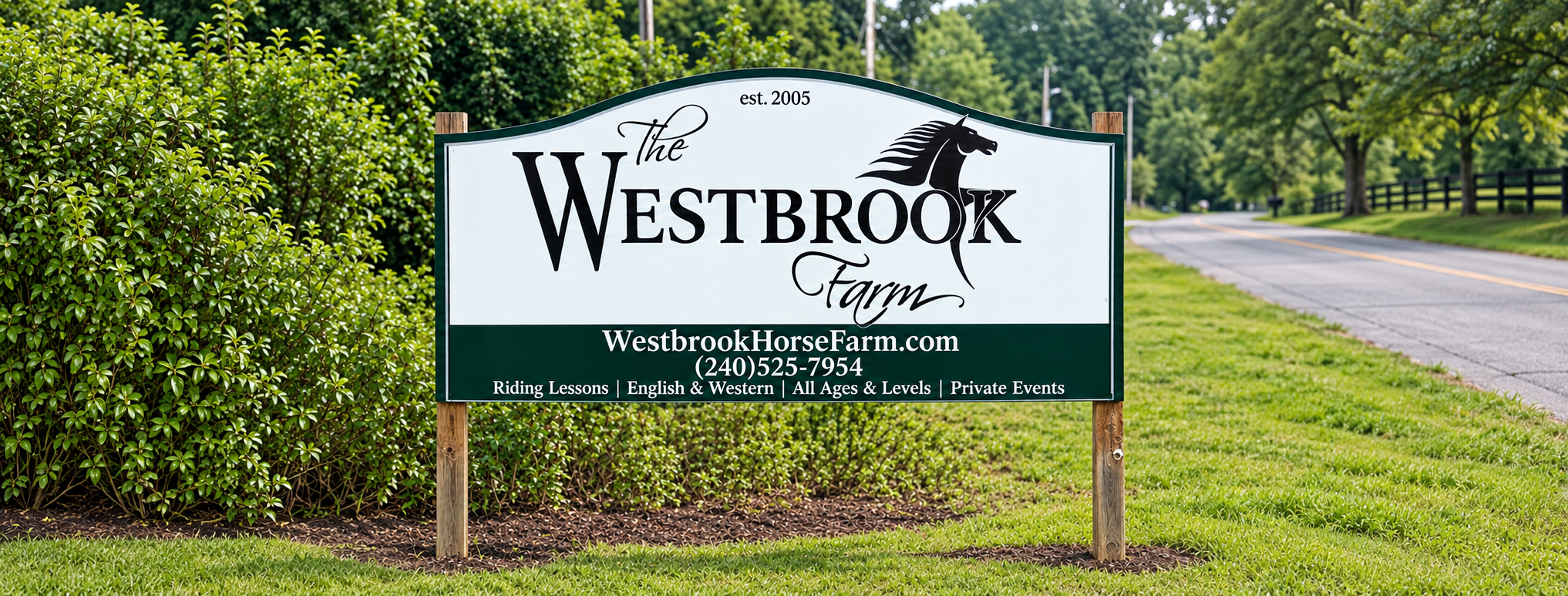 The Westbrook Farm roadside sign